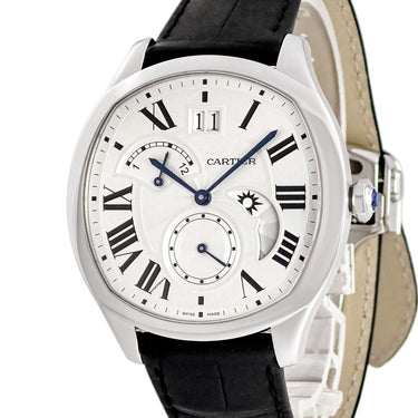 腕時計 カルティエ Cartier ドライブ ドゥ カルティエ ラージデイト WSNM0005 自動巻き メンズ シルバー ローマン 青針 ギョーシェ