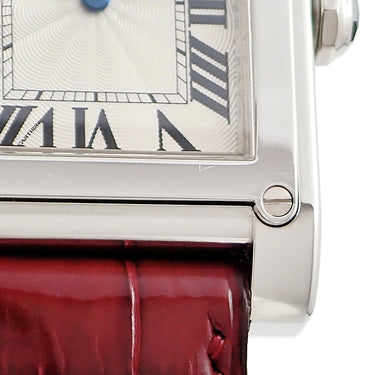 腕時計 カルティエ Cartier タンク アビス CPCP W1529651 手巻き メンズ OH済 Pt950無垢 プラチナ ギョーシェ 角型 青針 ローマン