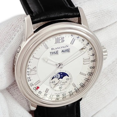 腕時計 ブランパン BLANCPAIN レマン トリプルカレンダー ムーンフェイズ 2763-1542A-53 自動巻き メンズ OH済 K18WG無垢 スモールセコンド