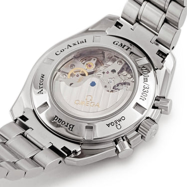 腕時計 オメガ OMEGA スピードマスター ブロードアロー コーアクシャル GMT 3581.30.00 自動巻き メンズ OH済 クロノグラフ デイト