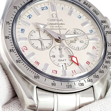 腕時計 オメガ OMEGA スピードマスター ブロードアロー コーアクシャル GMT 3581.30.00 自動巻き メンズ OH済 クロノグラフ デイト