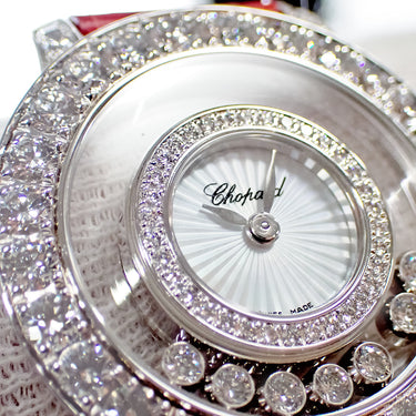 腕時計 ショパール CHOPARD ハッピーダイヤモンド 209412-1001 クオーツ レディース K18WG無垢 純正ダイヤ ムービングダイヤ シェル
