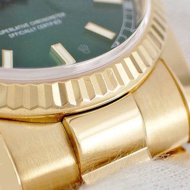 腕時計 ロレックス ROLEX デイデイト 36 118238 自動巻き メンズ メーカーOH済 G番 K18YG無垢 グリーン フルーテッドベゼル
