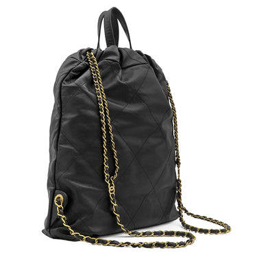 シャネル CHANEL シャネル22 バッグパック AS3313 ブラック カーフ リュック・デイパック ゴールド金具 黒 チェーンリュック