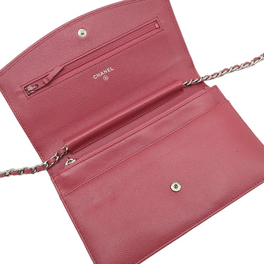 シャネル CHANEL ココマーク チェーン ショルダー ピンク キャビアスキン チェーンウォレット シルバー金具 ウォレットバッグ リカラー有