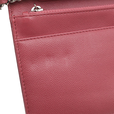 シャネル CHANEL ココマーク チェーン ショルダー ピンク キャビアスキン チェーンウォレット シルバー金具 ウォレットバッグ リカラー有