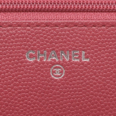 シャネル CHANEL ココマーク チェーン ショルダー ピンク キャビアスキン チェーンウォレット シルバー金具 ウォレットバッグ リカラー有