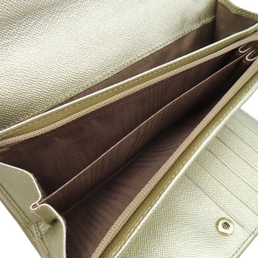 セリーヌ CELINE マカダム ロングウォレット ベージュ×ゴールド キャンバス レザー チェーンウォレット ゴールド金具 長財布