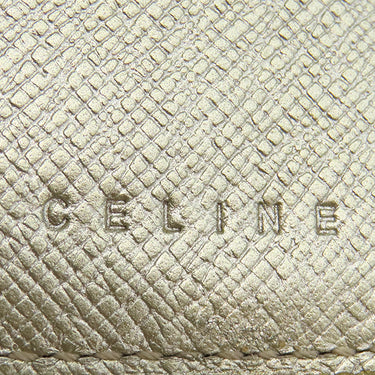 セリーヌ CELINE マカダム ロングウォレット ベージュ×ゴールド キャンバス レザー チェーンウォレット ゴールド金具 長財布