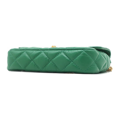 シャネル CHANEL マトラッセ ミニ チェーンショルダー グリーン レザー チェーンウォレット マットゴールド金具 緑 ソルド品