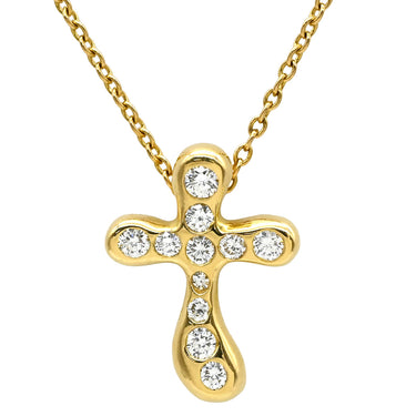 ティファニー Tiffany & Co ドッツクロス ダイヤ イエローゴールド K18YG ダイヤモンド ネックレス エルサ ペレッティ18K 750 十字架 スモールクロス