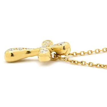 ティファニー Tiffany & Co ドッツクロス ダイヤ イエローゴールド K18YG ダイヤモンド ネックレス エルサ ペレッティ18K 750 十字架 スモールクロス