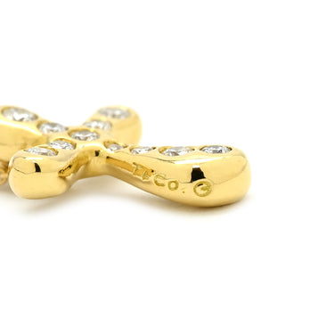 ティファニー Tiffany & Co ドッツクロス ダイヤ イエローゴールド K18YG ダイヤモンド ネックレス エルサ ペレッティ18K 750 十字架 スモールクロス