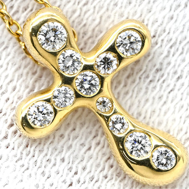 ティファニー Tiffany & Co ドッツクロス ダイヤ イエローゴールド K18YG ダイヤモンド ネックレス エルサ ペレッティ18K 750 十字架 スモールクロス