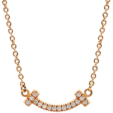ティファニー Tiffany & Co Tスマイル ミニ ダイヤモンド ローズゴールド K18PG ダイヤモンド ネックレス ピンクゴールド T＆Co. T smile Au750 18K 18金