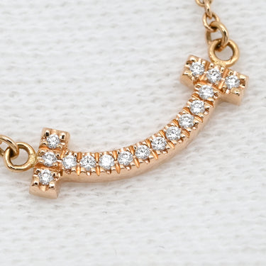 ティファニー Tiffany & Co Tスマイル ミニ ダイヤモンド ローズゴールド K18PG ダイヤモンド ネックレス ピンクゴールド T＆Co. T smile Au750 18K 18金