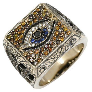 ローリー・ロドキン Loree Rodkin アイモチーフ スクエアリング イエローゴールド K18YG ダイヤモンド サファイア リング 指輪 18K 750 ダイヤ サファイア 13号