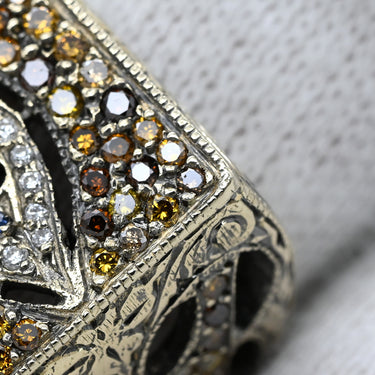 ローリー・ロドキン Loree Rodkin アイモチーフ スクエアリング イエローゴールド K18YG ダイヤモンド サファイア リング 指輪 18K 750 ダイヤ サファイア 13号