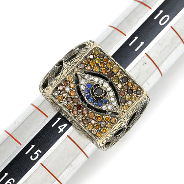 ローリー・ロドキン Loree Rodkin アイモチーフ スクエアリング イエローゴールド K18YG ダイヤモンド サファイア リング 指輪 18K 750 ダイヤ サファイア 13号