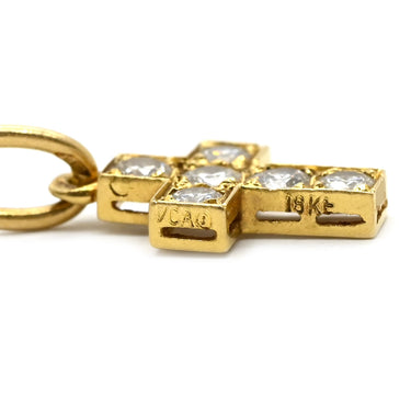 ヴァンクリーフアーペル Van Cleef & Arpels クロスモチーフ ダイヤ イエローゴールド K18YG ダイヤモンド ペンダントトップ チャーム 十字架 Au750 18K YG ネックレストップ