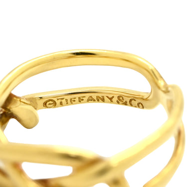 ティファニー Tiffany & Co クロス ウエーブ ツイストリング イエローゴールド K18YG リング 指輪 T＆Co. 18K AU750 YG ヴィンテージ 8号