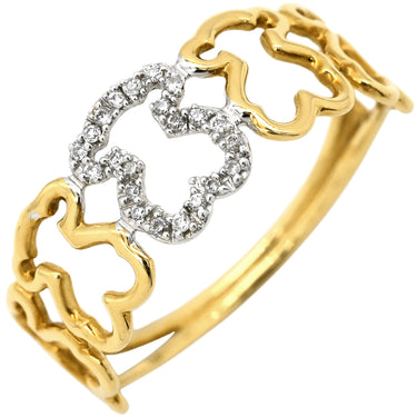 トウス TOUS くまモチーフ コンビ ダイヤ イエローゴールド×ホワイトゴールド K18YG K18WG ダイヤモンド リング 指輪 18K 750 YG WG BEAR アニマルモチーフ 11.5号