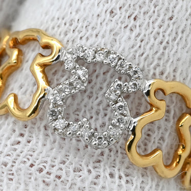 トウス TOUS くまモチーフ コンビ ダイヤ イエローゴールド×ホワイトゴールド K18YG K18WG ダイヤモンド リング 指輪 18K 750 YG WG BEAR アニマルモチーフ 11.5号