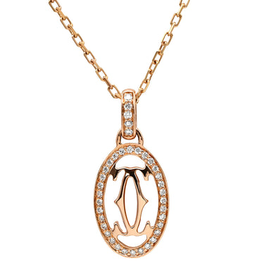 カルティエ Cartier ロゴ ドゥーブルC B7219300 ローズゴールド K18PG ダイヤモンド ネックレス Au750 K18 18金 ダイヤモンド 2C C2 オーバル