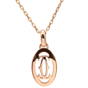 カルティエ Cartier ロゴ ドゥーブルC B7219300 ローズゴールド K18PG ダイヤモンド ネックレス Au750 K18 18金 ダイヤモンド 2C C2 オーバル