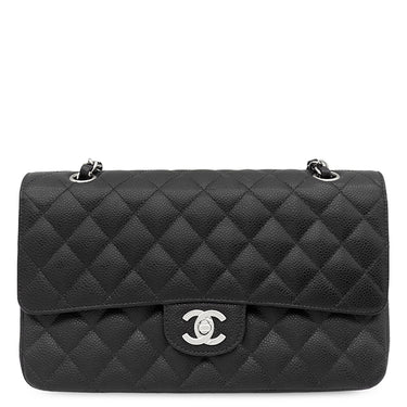 シャネル CHANEL マトラッセ 25 Wチェーン A01112 ブラック キャビアスキン ショルダーバッグ シルバー金具 ココマーク ダブルフラップ