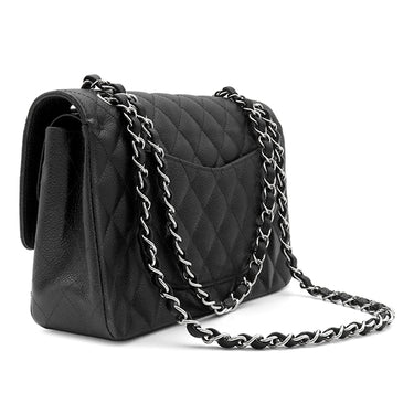 シャネル CHANEL マトラッセ 25 Wチェーン A01112 ブラック キャビアスキン ショルダーバッグ シルバー金具 ココマーク ダブルフラップ