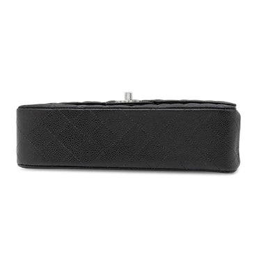 シャネル CHANEL マトラッセ 25 Wチェーン A01112 ブラック キャビアスキン ショルダーバッグ シルバー金具 ココマーク ダブルフラップ
