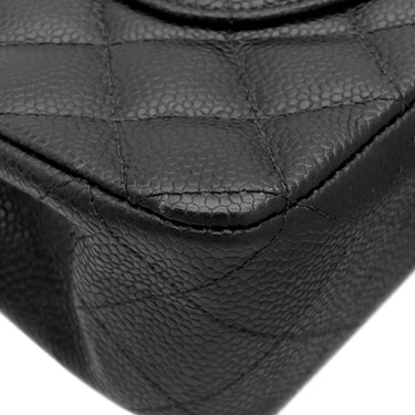 シャネル CHANEL マトラッセ 25 Wチェーン A01112 ブラック キャビアスキン ショルダーバッグ シルバー金具 ココマーク ダブルフラップ