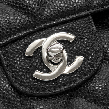 シャネル CHANEL マトラッセ 25 Wチェーン A01112 ブラック キャビアスキン ショルダーバッグ シルバー金具 ココマーク ダブルフラップ