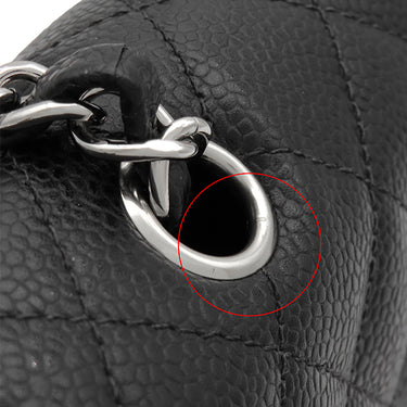 シャネル CHANEL マトラッセ 25 Wチェーン A01112 ブラック キャビアスキン ショルダーバッグ シルバー金具 ココマーク ダブルフラップ