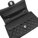 シャネル CHANEL マトラッセ 25 Wチェーン A01112 ブラック キャビアスキン ショルダーバッグ シルバー金具 ココマーク ダブルフラップ