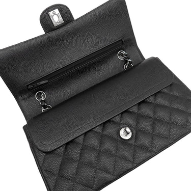 シャネル CHANEL マトラッセ 25 Wチェーン A01112 ブラック キャビアスキン ショルダーバッグ シルバー金具 ココマーク ダブルフラップ