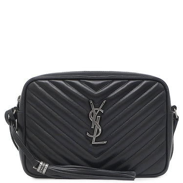イヴ・サンローラン Yves Saint Laurent ルー カメラバッグ 612544 ブラック レザー ショルダーバッグ ガンメタル金具 YSL カサンドラ タッセル付き