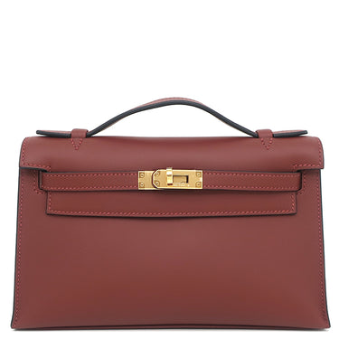 エルメス HERMES ポシェットケリー ルージュアッシュ ヴォースイフト ハンドバッグ ゴールド金具 新品 未使用 赤 2026年製