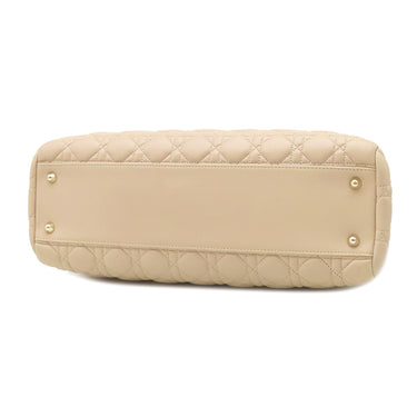 クリスチャン・ディオール Christian Dior レディディオール カナージュ チェーン トート ピンクベージュ レザー トートバッグ ゴールド金具