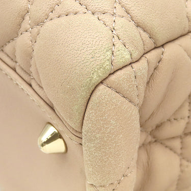 クリスチャン・ディオール Christian Dior レディディオール カナージュ チェーン トート ピンクベージュ レザー トートバッグ ゴールド金具