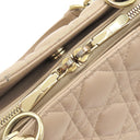 クリスチャン・ディオール Christian Dior レディディオール カナージュ チェーン トート ピンクベージュ レザー トートバッグ ゴールド金具