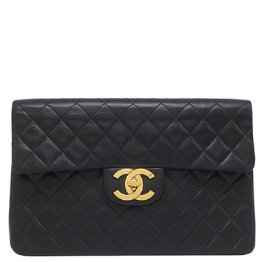 シャネル CHANEL デカマトラッセ A01094 ブラック ラムスキン ショルダーバッグ ゴールド金具 黒 フラップバッグ チェーンショルダー