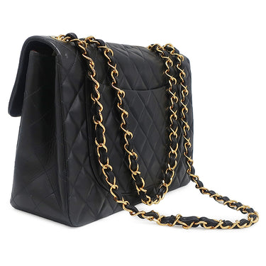 シャネル CHANEL デカマトラッセ A01094 ブラック ラムスキン ショルダーバッグ ゴールド金具 黒 フラップバッグ チェーンショルダー