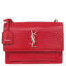 サンローラン SAINT LAURENT サンセット チェーンショルダー 442906 レッド レザー ショルダーバッグ シルバー金具 赤 クロコ型押し 斜め掛け