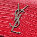 サンローラン SAINT LAURENT サンセット チェーンショルダー 442906 レッド レザー ショルダーバッグ シルバー金具 赤 クロコ型押し 斜め掛け