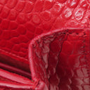 サンローラン SAINT LAURENT サンセット チェーンショルダー 442906 レッド レザー ショルダーバッグ シルバー金具 赤 クロコ型押し 斜め掛け