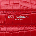 サンローラン SAINT LAURENT サンセット チェーンショルダー 442906 レッド レザー ショルダーバッグ シルバー金具 赤 クロコ型押し 斜め掛け