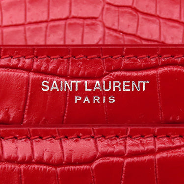 サンローラン SAINT LAURENT サンセット チェーンショルダー 442906 レッド レザー ショルダーバッグ シルバー金具 赤 クロコ型押し 斜め掛け