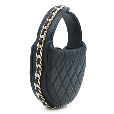 シャネル CHANEL マトラッセ ポーチ AP3095 ブラック ラムスキン ハンドバッグ シャンパンゴールド金具 ココマーク ミニバッグ チェーン